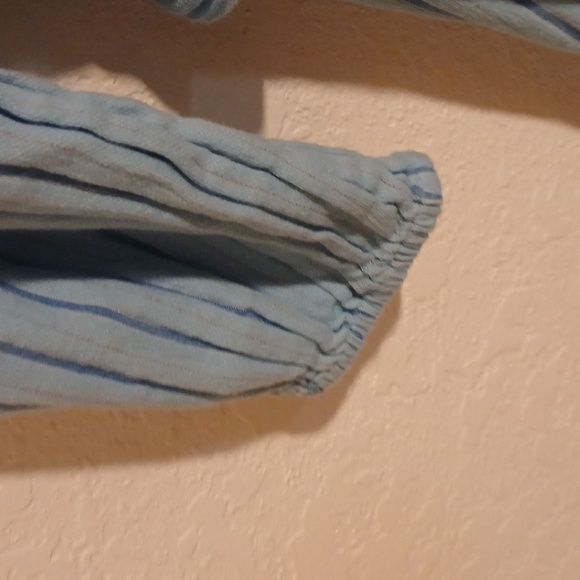 ​J.Crew Blue & White Striped Tie-Waist Shirt Dress - Size M 3/4 Sleeves - Picture 5 of 10